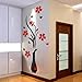 Leegor DIY Vase Flower Tree Crystal Arcylic 3D Wall Stickers Decal Home Decor Wallpaper Living Room Art Mural
