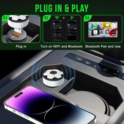 Carplay Inalambrico Android Auto Adaptador2 en 1, Alternar entre 2-Móvil | 2026 Nuevo Mini Plug & Play, Conexión Automática Rápida y Estable USB C/A para Coches con CarPlay con Cable
