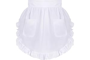 Aprons for Women with Pockets Kitchen Cooking Waitress Maid Apron Vintage Skirt Cute Ruffle Dress Costume