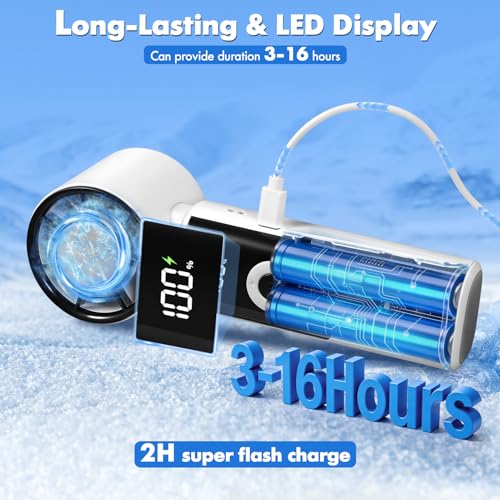 Gkstly Portable Handheld Fan with Ice Cooler High Speed Turbo Fan with 199 Gear Adjustable Rechargeable Small Personal Hand Fan with LED Display 3-in-1 Foldable Desk Fan for Home Office Outdoor Camp