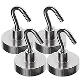 Strong 40LB Magnetic Hooks - Powerful Heavy Duty Neodymium Magnet - 4 Hook Set - Great For Your Refrigerator And Other Magnetic Surfaces - Super Strong And Will Not Scratch