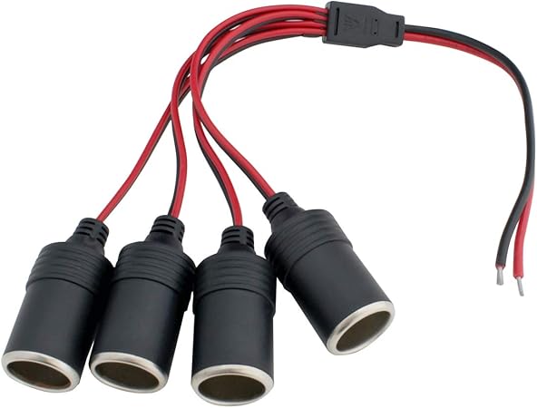 Amazon シガーソケット メス 4分岐 切りっぱなし 電源ケーブル 40cm 12v 24v 車用 ソケット分配器 車 バイク