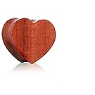 10mm ( 00GA ) Hand Carved Organic Red Cherry Wood Heart Saddle Plug Flesh Tunnel Ear Gauge