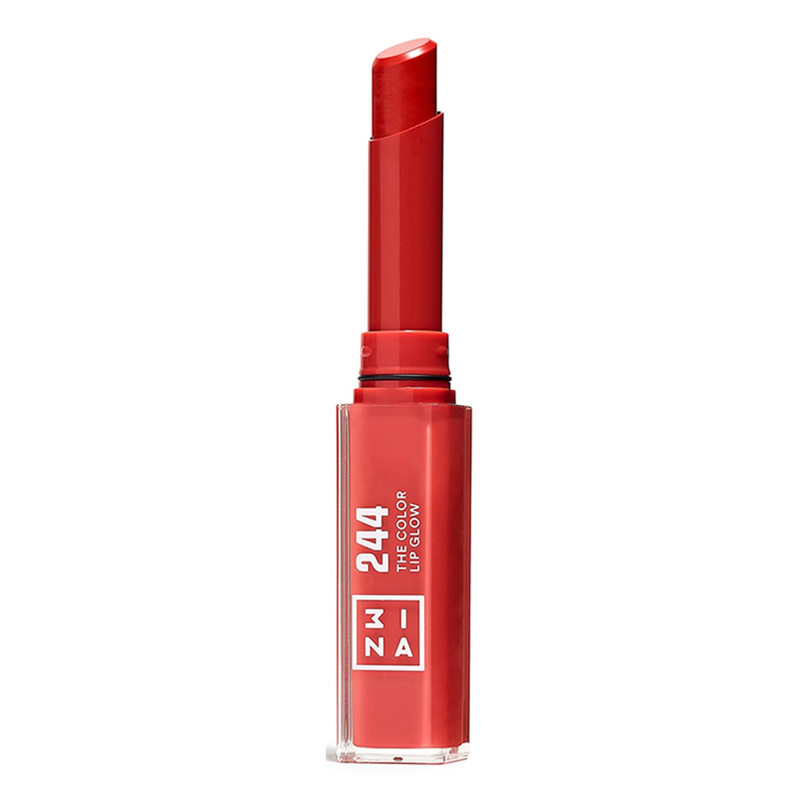 3INA MAKEUP - The Color Lip Glow 244 - Brilliant Red Colour Lip Balm with Shea Butter to Moisturise the Lips - Shiny and Glowy Colour Lipstick - Highly Pigmented Lip Colour