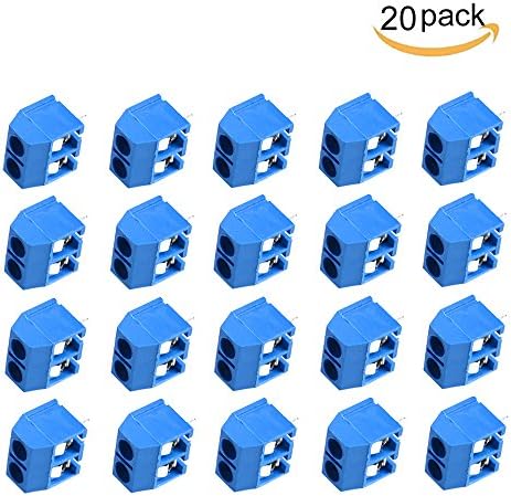 CJRSLRB 20Pcs 5.08-301-2P 2 Pin PCB Mount Power Screw Terminal Block Connector for Arduino