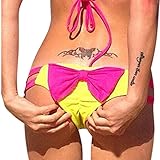 Zmart Cute Fancy T-Back Bikini Bottom for Women Back With Bow