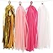 Ling's moment 20pcs Tassel Banner Tissue Paper Tassels Garland, Fiesta Fringe Garland for Wedding, Baby Shower, Event & Party Supplies, DIY Kits - (Metallic Gold+Pink+White+Hot Pink)