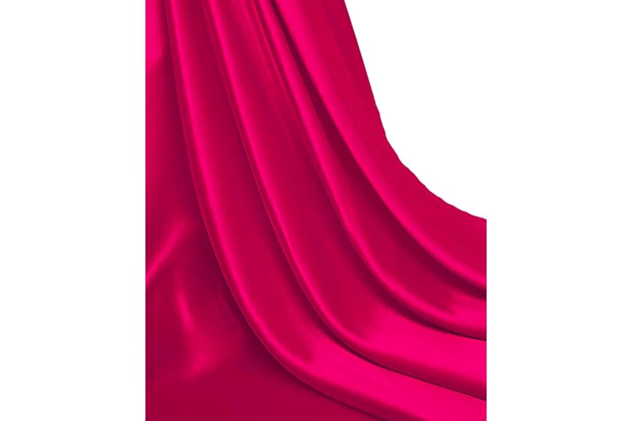 MDS Satin Fabric 10 Yards, 44" Wide, Silky Smooth Charmeuse Sateen Cloth for Wedding Arch Drapery Panel Backdrop Party Event Banquet Home Decoration Curtain Crafts DIY Sewing Costume - Magenta