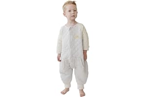 Tealbee Dreamsie: Toddler Sleep Sack with Long Sleeves and Footies 12m-2T - 1.2 TOG All Season Baby Wearable Blanket for Walkers - Rayon made from Bamboo, Organic Cotton Sleep Bag feet - Sunshine
