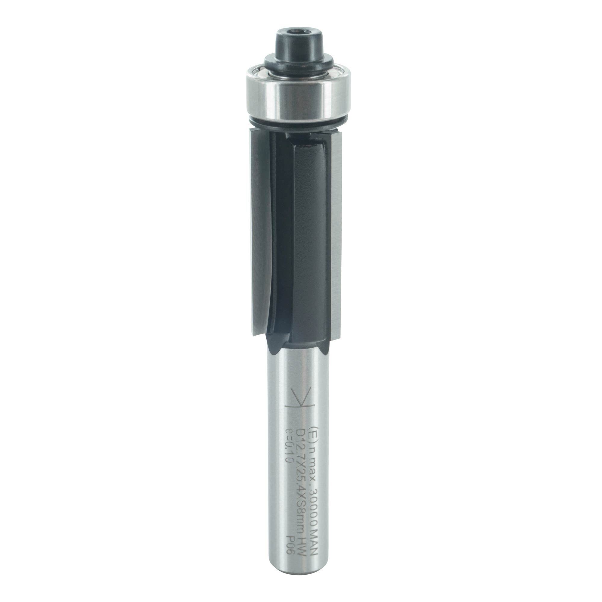 ENT 13502 Trimming Cutter Carbide TC, Shank (S) 8 mm, Diameter (D) 12,7 mm, NL 25,4 mm, Z3, SL 32 mm, GL 68 mm, with Ball Bearing