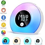 Geekroom Alarm Clock Wake up Light, Night Light Wireless Speaker, 5 Colors Clock, 4 Brightness Table Lamp for Bedroom, Living Room, Party, Camping