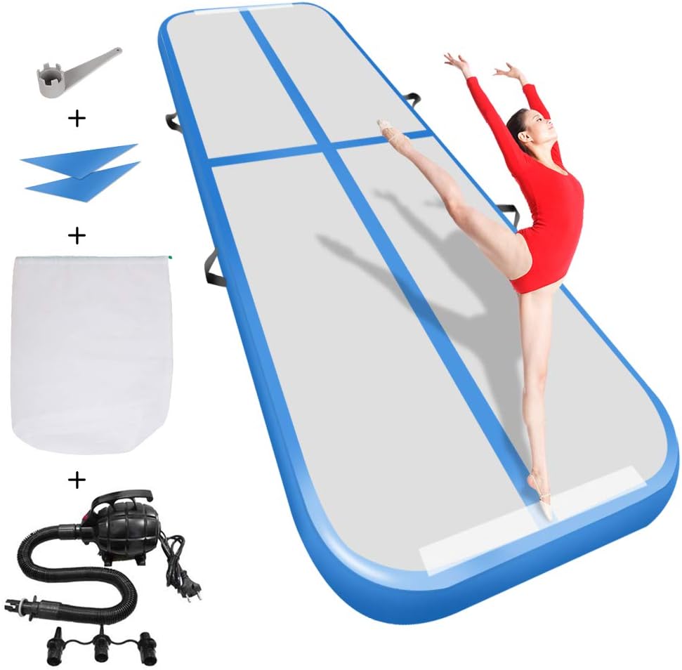 Airacker 9.84ft/13.13ft/16.4ft/19.69ft/23ft/26ft/29ft/33ft/36.ft/39ft Air Track, Tumbling Mat, Inflatable Gymnastics Airtrack Mat, Air Floor Mat with Electric Air Pump