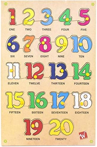 Jigsaw Puzzle Board for Kids - Number 1 to 20 with Spelling for Kids (Multicolor)
