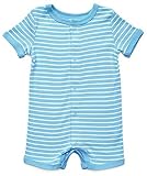 Leveret Short Sleeve Snap Up Romper 100% Cotton (18-24 Months, Lt Blue & White)