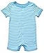 Leveret Short Sleeve Snap Up Romper 100% Cotton (18-24 Months, Lt Blue & White)