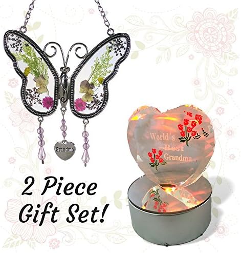 BANBERRY DESIGNS Grandma Butterfly and LED Heart Bundle