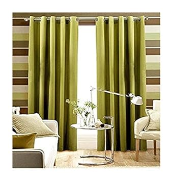 Pair Of Plain Lime Green Eyelet Ring Blackout Dimout Curtains