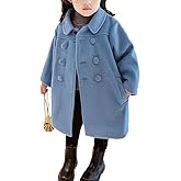 GLIGLITTR Toddler Baby Girl Winter Coat Dress Coat Warm Jacket Long Sleeve Button Trench Coat Kids Peacoat Outwear Clothes