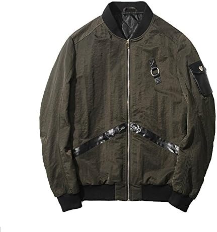 SYIWONG Men's Fashion Classic Lightweight Collarless Bomber Jacket Coat