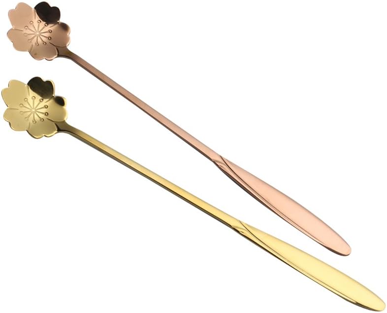 Verdental Sakura Shaped 7 inch Stainless Steel Couple Spoon Set of 2
