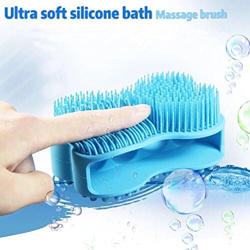 ZXCKJ Loofah Brush Silicone Baby Bath Brush Massage Shower Brush 100% Silicone 2 in 1 Brush for Face and Body Skin Exfoliation & Cellulite Treatment Soft Skin Gently Deep Clean (blue)