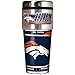 NFL Denver Broncos Metallic Travel Tumbler, Stainless Steel and Black Vinyl, 16-Ounce