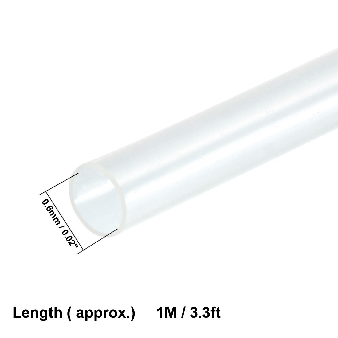 sourcing map Heat Shrink Tubing, 0.6mm Dia 2:1 Heat Shrink Wrap Cable Sleeve Heatshrink Tube 1m Length Clear - Image 3