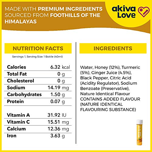 Turmeric Honey Ginger Ayurvedic Juice Shots by Akiva Superfoods (Pack