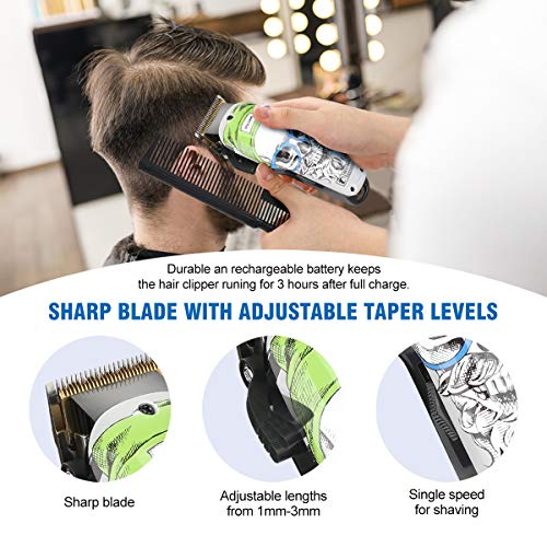 Professional Electric Cordless Hair Clipper for Kids/Men Hair Cutting Kit Set Mens Hair Trimmer Beard Trimmer Hair Cutting & Grooming Kit Rechargeable with Guide Combs Home Barber