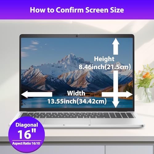 STARY Laptop Privacy Screen 16 Inch Removable, 16:10 Aspect Ratio Anti Spy Blue Light Glare Laptop Privacy Shield for Dell/Hp/Acer/Lenovo/ThinkPad/Samsung/Asus/Sony