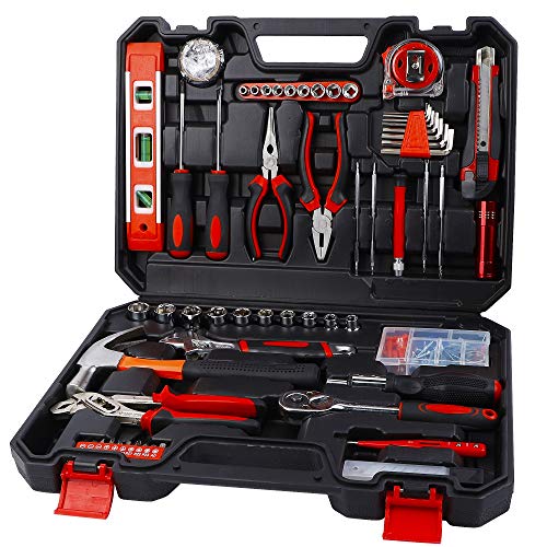 Hausse Home Household Tool Kit, 118 Pcs General Repair Tool Kit with Hammer, Pliers, Screwdriver Set, Home Maintenance…