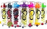 Live Infinitely 32 oz. Infuser Water Bottles - Featuring a Full Length Infusion Rod, Flip Top Lid, Dual Hand Grips & Recipe Ebook Gift