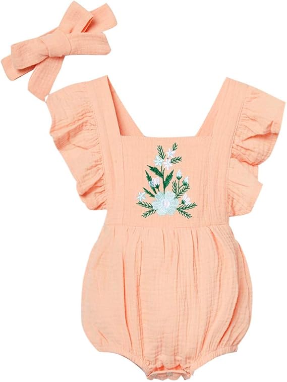 Amazon Co Jp ベビー服 ロンパース カチューシャ 2点セット 新生児服 刺繍 花柄 カバーオール 赤ちゃん服 可愛い ジャンプスーツ 女の子 人気 ボディースーツ 子供服 春夏 普段着 パジャマ ルームウエア 子ども服 七五三 仮装衣装 撮影 満月 出産祝い 服 ファッション小物