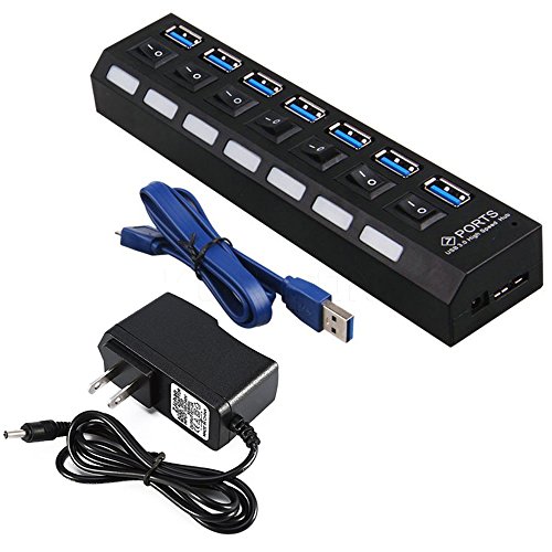 SUPVIN 7-Port USB 3.0 SuperSpeed Compact Hub Adapter USB HUB