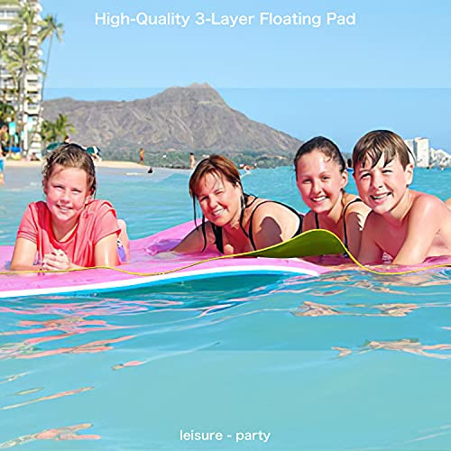 Floating Water Pad for Lake, X&T Large Soft Floating Island with Bungee Tether, 3 Layer Tear