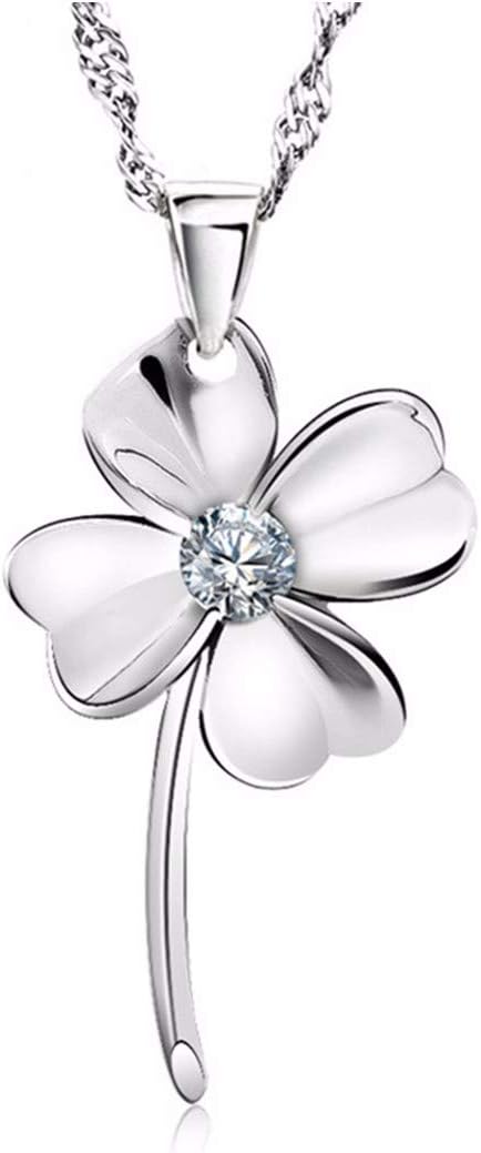 MTWTM Pure Silver Necklace Clover Fashion Female Jewelry Crystal Fresh Literary Lucky Necklace