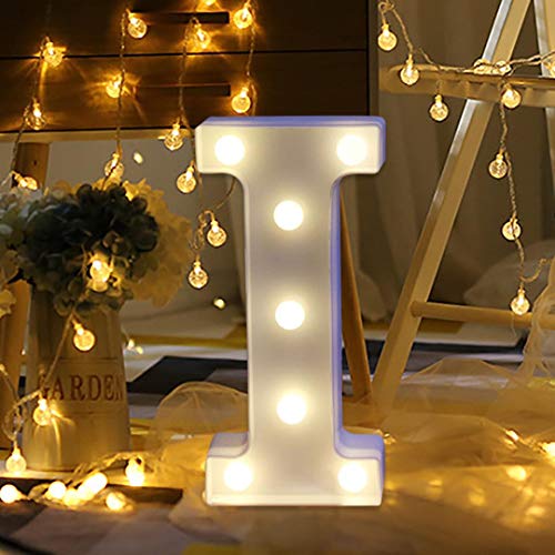 SUKEQ LED Marquee Letter Lights Remote Control Alphabet Light Up Letter Sign with Remote Controller for Birthday Wedding Home Party Bar Decoration (I)