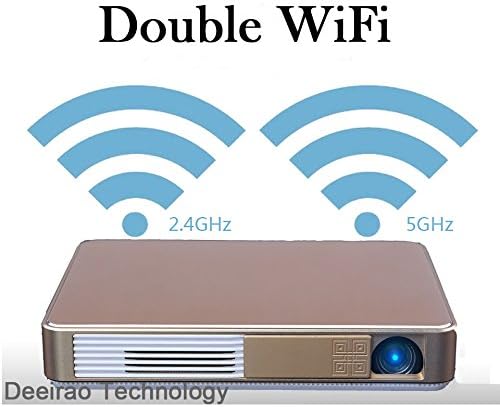 SJY Octa Core GPU Projector Aluminum-magnesium Alloy Android4.4 3D Wifi DLP TI Mini Portable 1280x720 Native Resolution Support 2160P 4K UHD1080P Home Theater Projector HDMI USB LED Lamp Golden