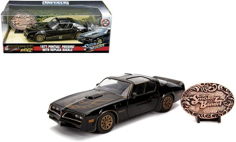 New DIECAST Toys CAR JADA 1:24 W/B - Metals - Hollywood Rides - Smokey and The Bandit - 1977 Pontiac Firebird with Replica Buckle 30998