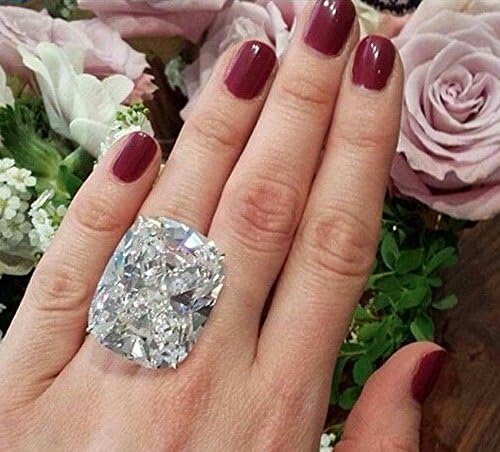 phitak shop Huge 925 Silver White Sapphire Birthstone Ring Wedding Proposed Women Jewelry (9)