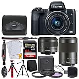 Canon EOS M50 Mirrorless Digital Camera + EF-M 15-45mm f/3.5-6.3 is STM & EF-M & 55-200mm f/4.5-6.3 is STM Lenses + 64GB Memory Card + 2X Tripods + Gadget Bag + Hand Grip + USB Card Reader - Full Kit