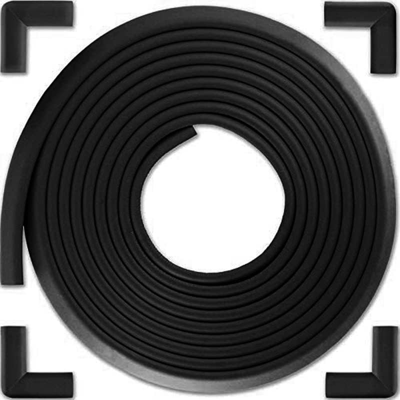 Photo 1 of Bebe Earth Baby Proofing Edge and Corner Guard Protector Set for Back to School, 16 Feet Edges & 4 Foam Corners, Furniture and Table Child Baby Proof Bumpers , Pre-Taped Corner Cushions - Onyx Black