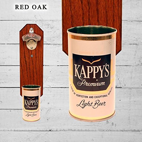Wall Mounted Bottle Opener with Vintage Kappy Beer Can Cap Catcher