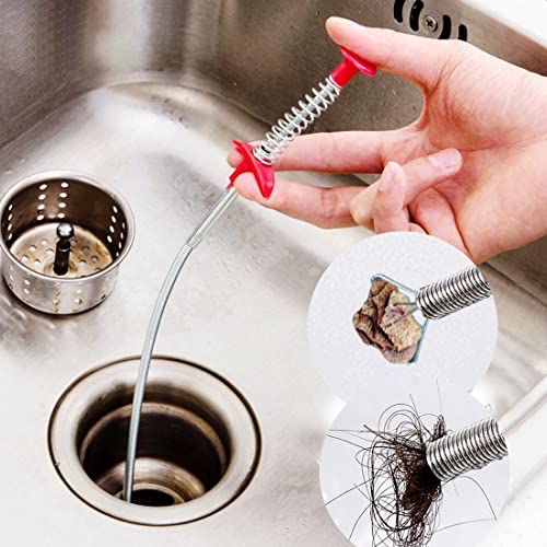 Omont 4 Pack Drain Snake Drain Clog Remover, 34 Inch Stainless Steel