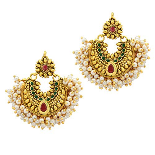Ramleela bollywood designer gold plated premium earring - red gre…
