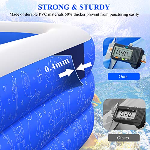 Inflatable Swimming Pool, 120" X 72" X 22" Family Inflatable Lounge Pool for Kiddie, Kids, Adults, Infant, Toddlers, Easy Set Swimming Pool for Garden, Backyard, Outdoor Summer Water Party - Image 2