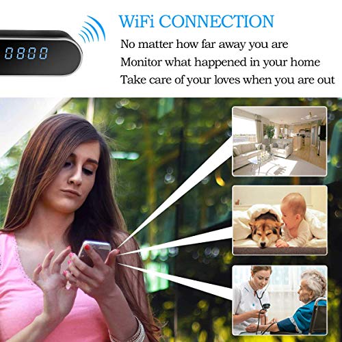 Spy Camera, 1080P Hidden Camera Clock WiFi Video Recorder 140Â° Wide Angle Lens Wireless IP Cameras for Indoor Home Security Monitoring Nanny Cam with Night Vision Motion Detection