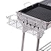 Outsunny Portable Charcoal Grill, Stainless Steel Folding Barbecue BBQ Grill with Pan, Grill Rack, Shelves and Hooks for Backyard Cooking, Camping, Picnic, Party, Tailgating and Travel
