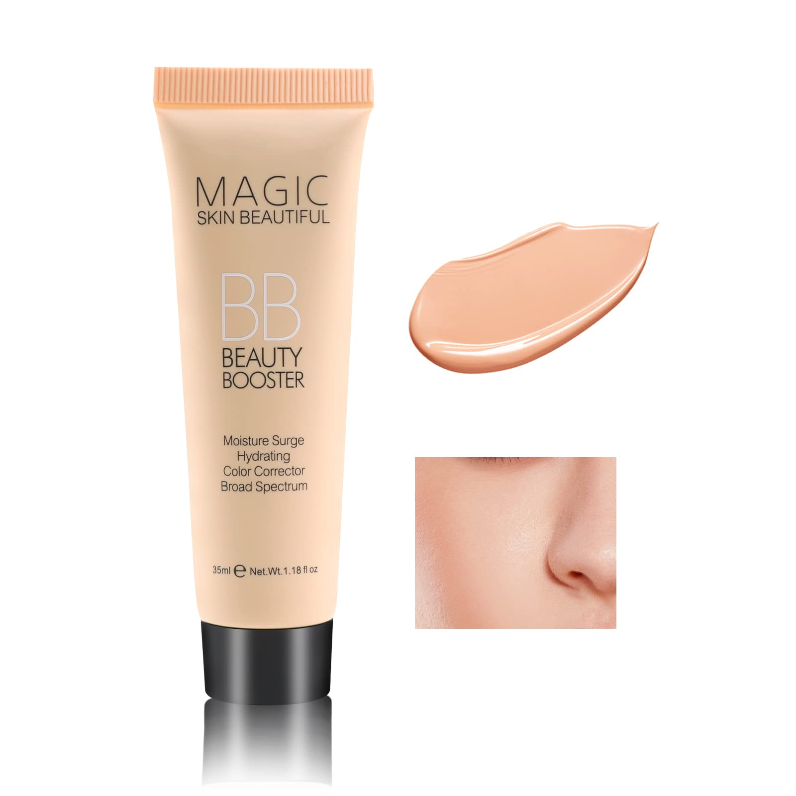 Boobeen Hydrating BB Cream - Full-Coverage Foundation & Concealer, Color Correcting Tinted Moisturizer for All Skin Types - Evens Skin Tone