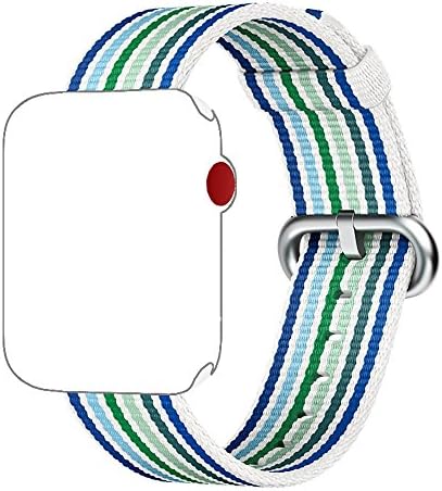 MXY Apple Watch Band Fine Woven Nylon Strap 2018 Newest Replacement Wrist For Apple iWatch Series 1 Series 2 Series 3 (38mm-Blue Stripe)